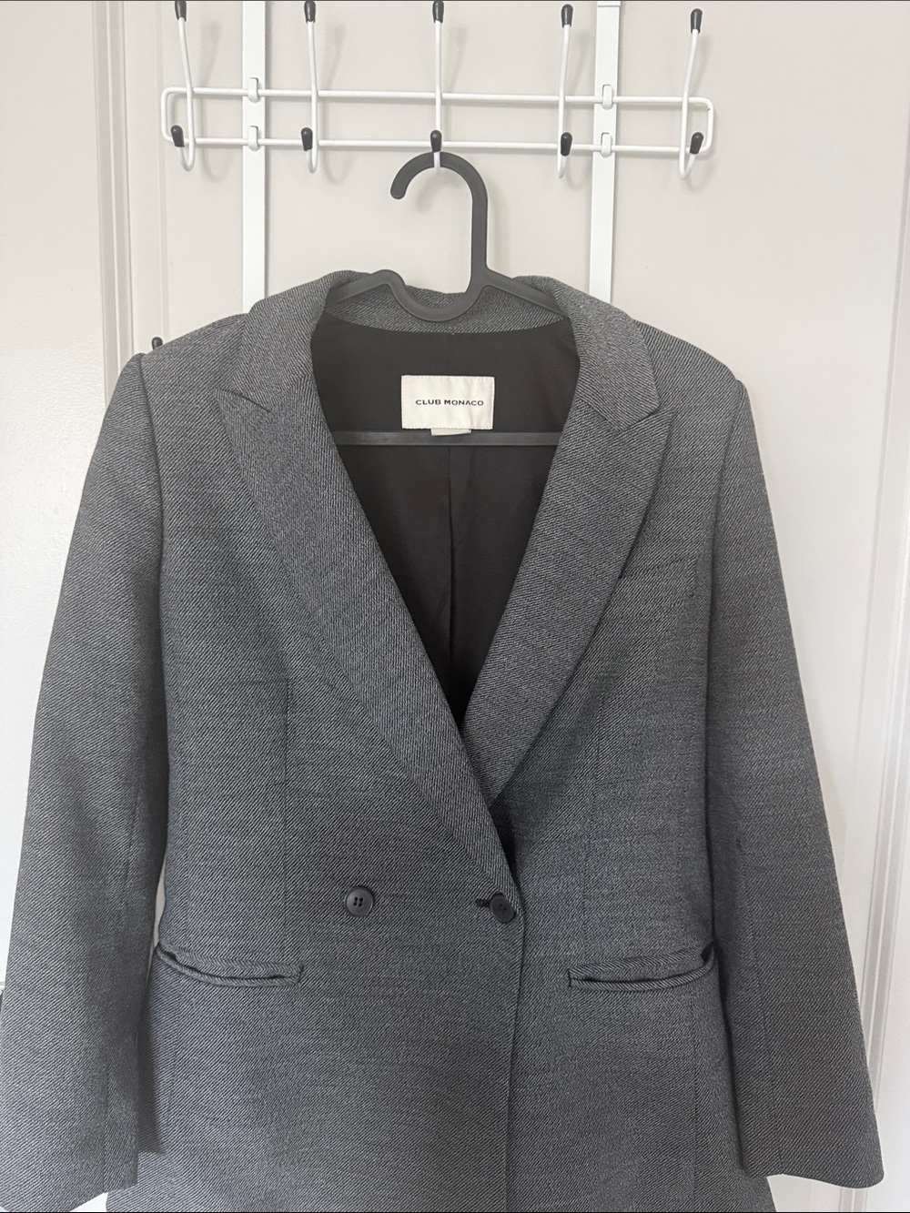 Club Monaco Gray Double-Breasted Wool-Blend Blazer